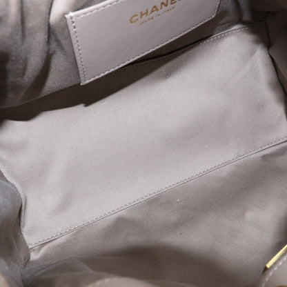 Chanel 25 Small Chain Shoulder Bag Suede Leather Gold Gray Plate — view 8