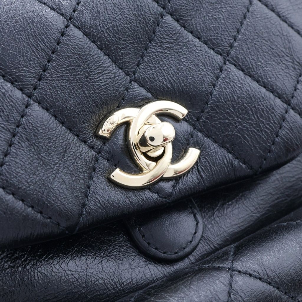 Chanel Quilted Small Backpack Leather CC Logo Black — view 7