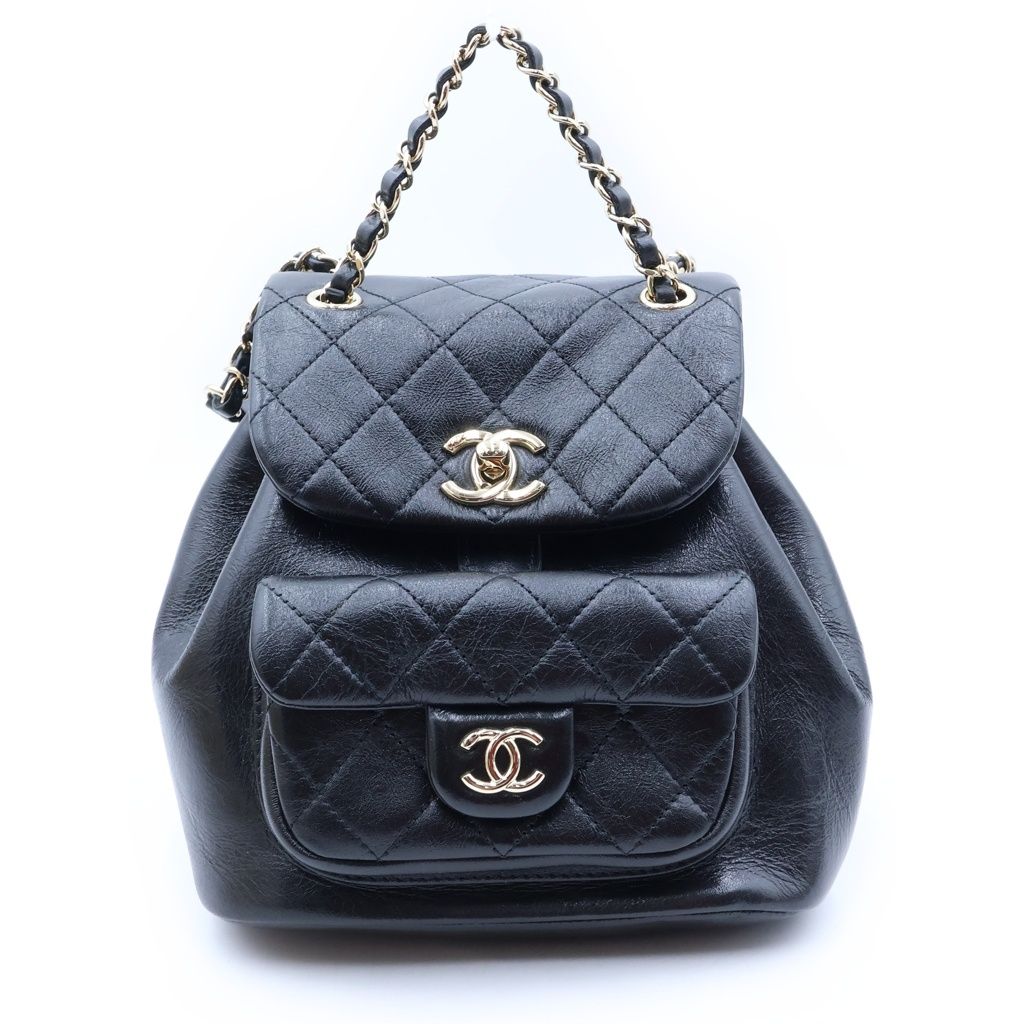 Chanel Quilted Small Backpack Leather CC Logo Black