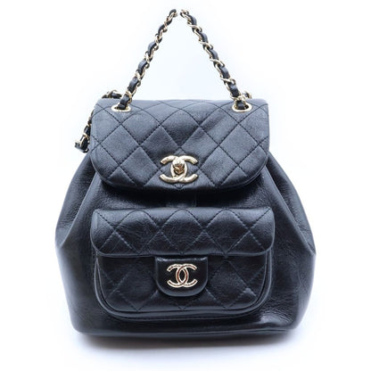 Chanel Quilted Small Backpack Leather CC Logo Black