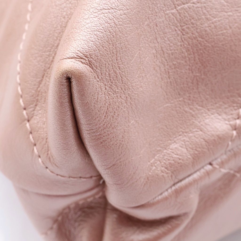 Chanel 22 Small Chain Shoulder Bag Calfskin Leather Gold Metallicpink Plate — view 6