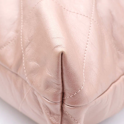 Chanel 22 Small Chain Shoulder Bag Calfskin Leather Gold Metallicpink Plate — view 5