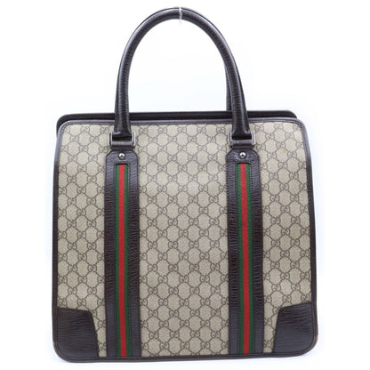 Gucci GG Supreme Sherry Line Tote Bag Brown Beige Leather — view 2