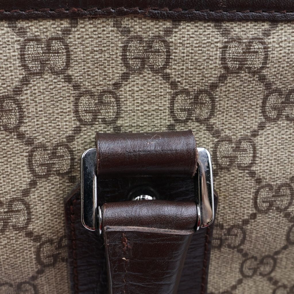 Gucci GG Supreme Sherry Line Tote Bag Brown Beige Leather — view 7