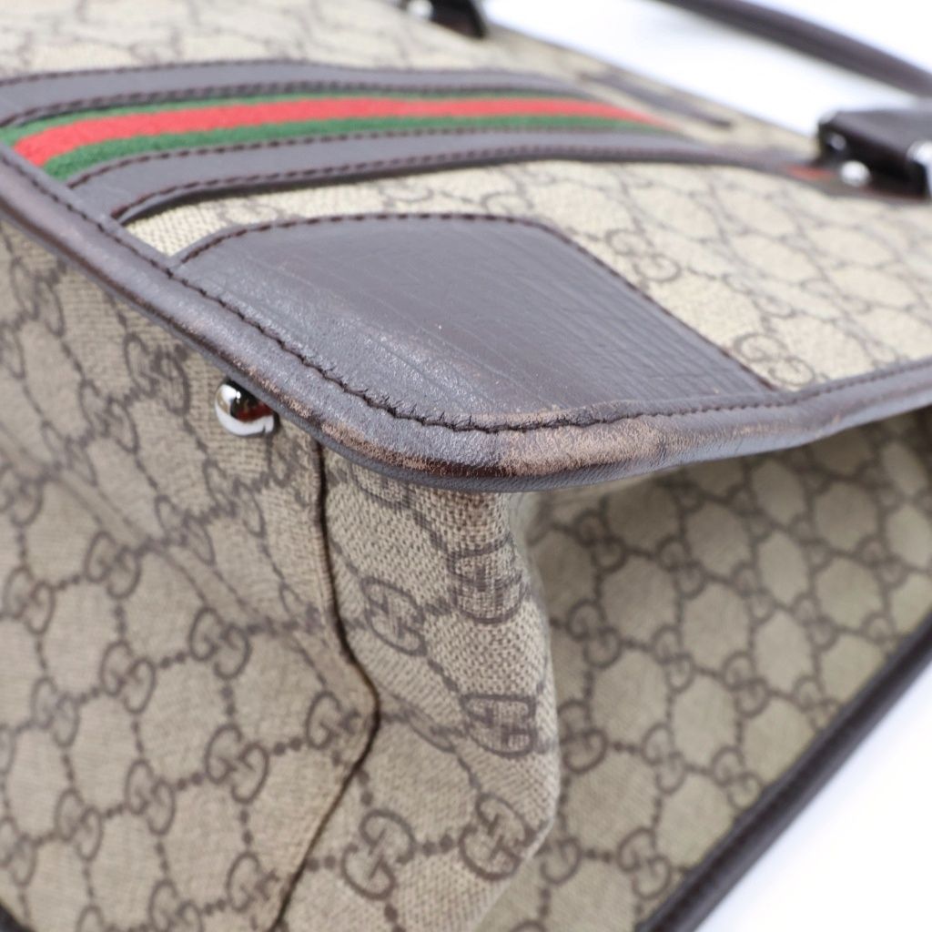 Gucci GG Supreme Sherry Line Tote Bag Brown Beige Leather — view 5