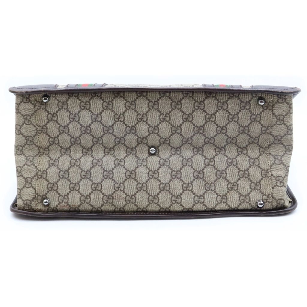 Gucci GG Supreme Sherry Line Tote Bag Brown Beige Leather — view 4
