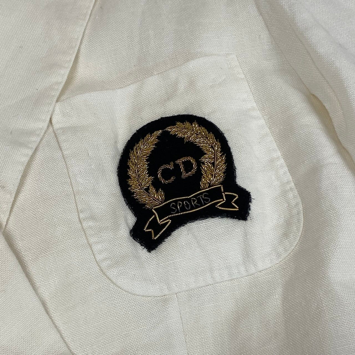 Dior Tailored Jacket Linen Emblem Patch White M — view 7