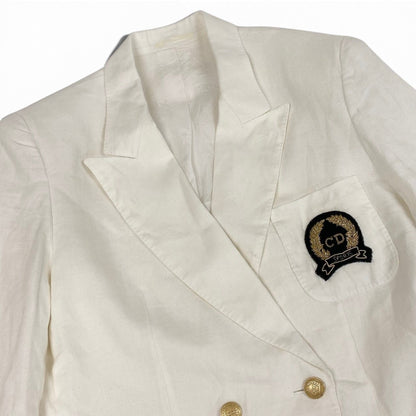 Dior Tailored Jacket Linen Emblem Patch White M — view 5