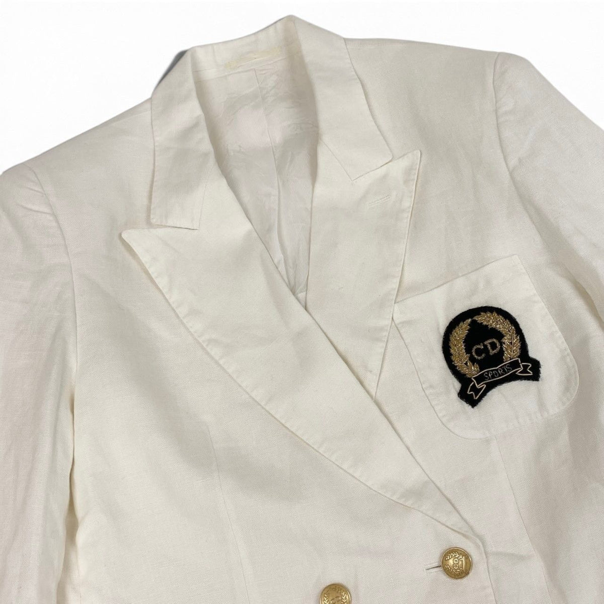 Dior Tailored Jacket Linen Emblem Patch White M — view 5