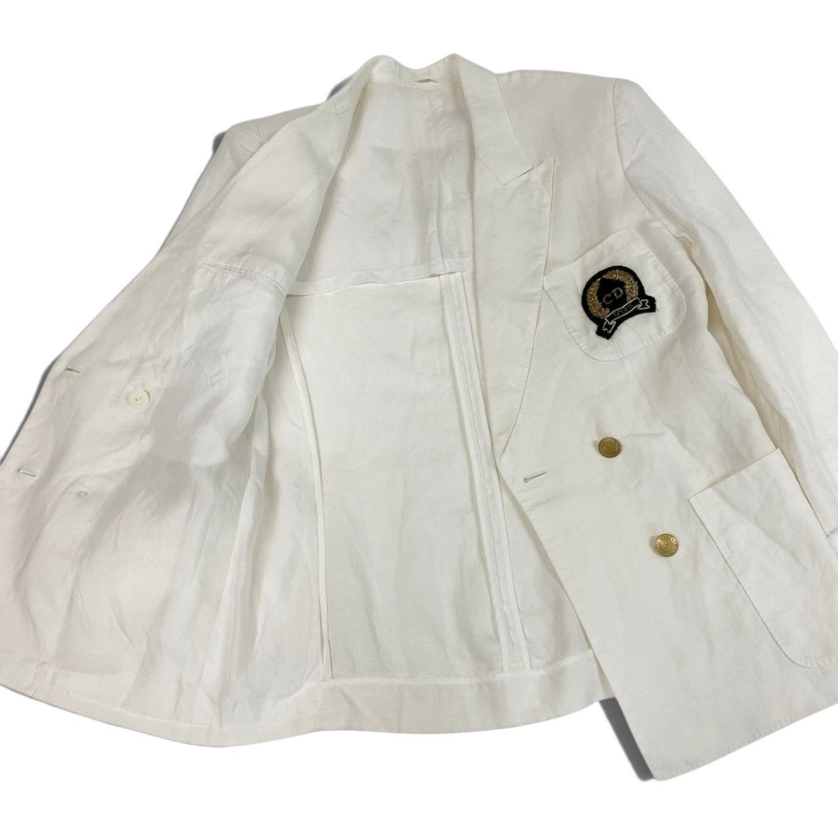 Dior Tailored Jacket Linen Emblem Patch White M — view 4
