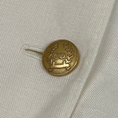 Dior Tailored Jacket Linen Emblem Patch White M — view 8