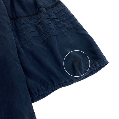 Chanel Silk Blouse Square Neck Puff Sleeve Navy 42 — view 8