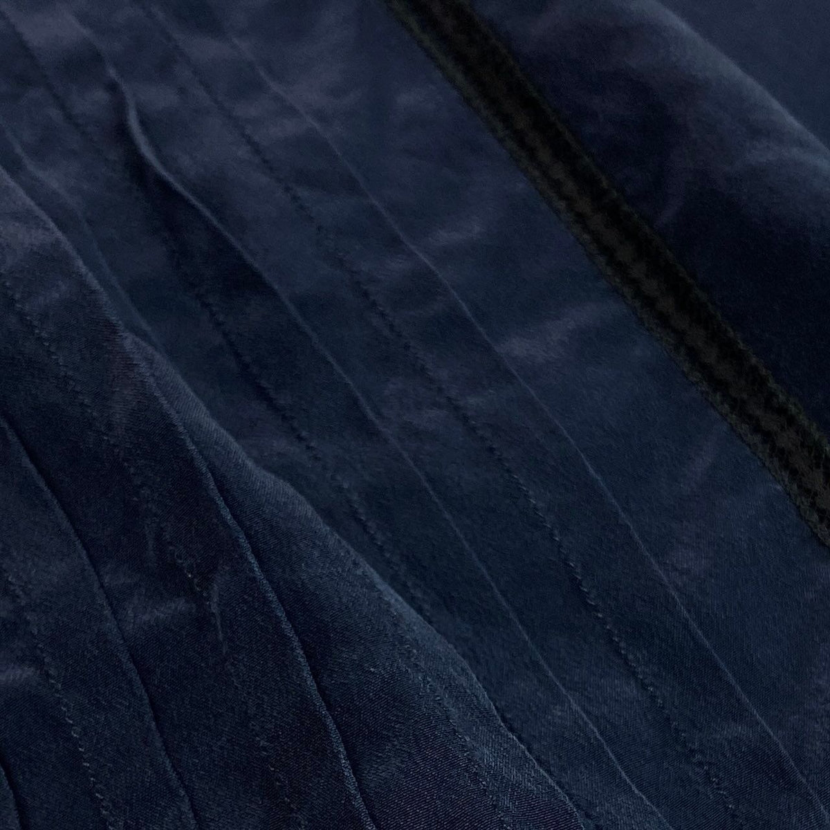 Chanel Silk Blouse Square Neck Puff Sleeve Navy 42 — view 6