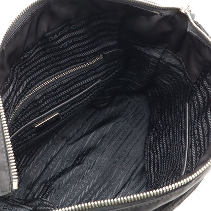 Prada Triangle Logo Tote Chain Shoulder Bag Quilted Nylon Nero Black Silver — view 7