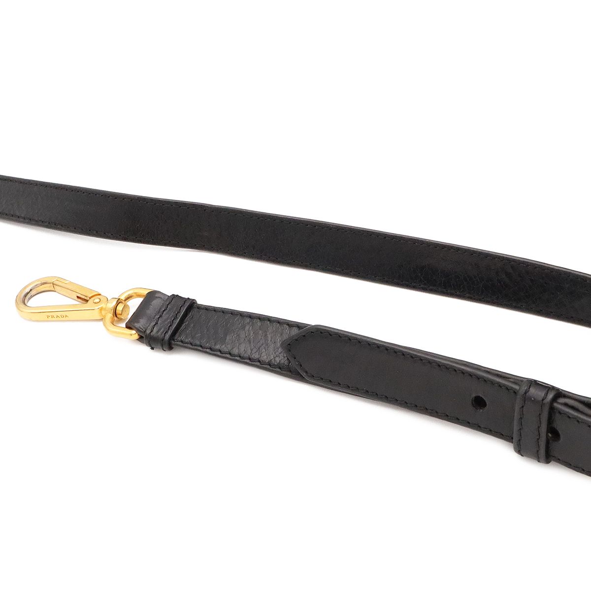 Prada Vitello Shine 2-Way Shoulder Bag Crossbody Leather Nero Black Gold — view 5