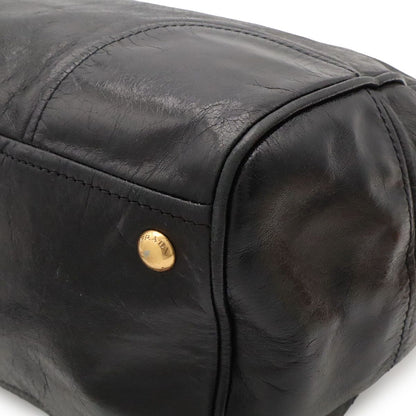 Prada Vitello Shine 2-Way Shoulder Bag Crossbody Leather Nero Black Gold — view 3