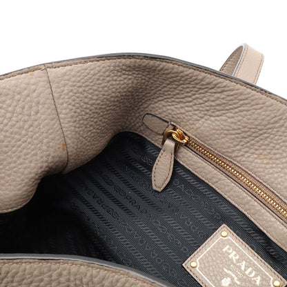 Prada Logo Tote Shoulder Bag Leather Argilla Greige Gold Domestic Purchase — view 8
