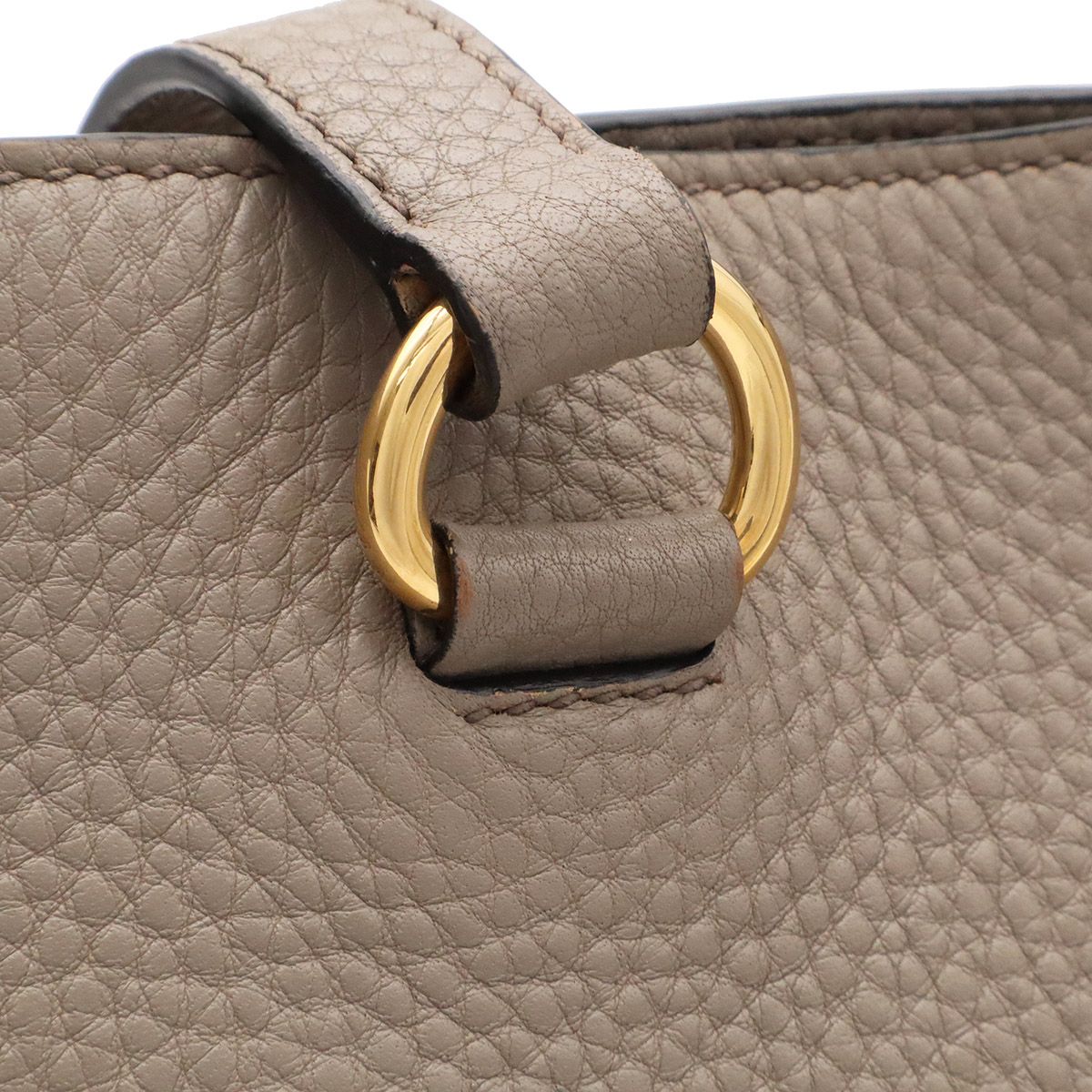 Prada Logo Tote Shoulder Bag Leather Argilla Greige Gold Domestic Purchase — view 6