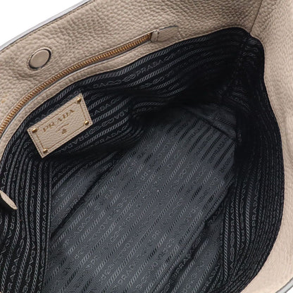Prada Logo Tote Shoulder Bag Leather Argilla Greige Gold Domestic Purchase — view 7