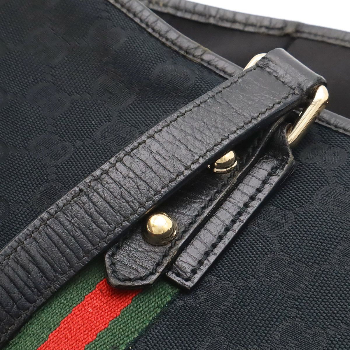 Gucci GG Canvas Sherry Line Tote Shoulder Bag Black Red Green Charm — view 7
