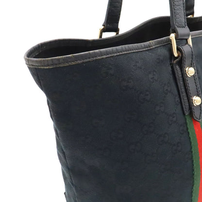 Gucci GG Canvas Sherry Line Tote Shoulder Bag Black Red Green Charm — view 4