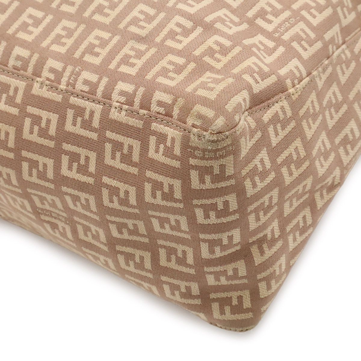Fendi Zucchino Zucca Pattern Tote Bag Canvas Leather Pink Beige Gold — view 3