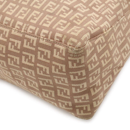 Fendi Zucchino Zucca Pattern Tote Bag Canvas Leather Pink Beige Gold — view 3
