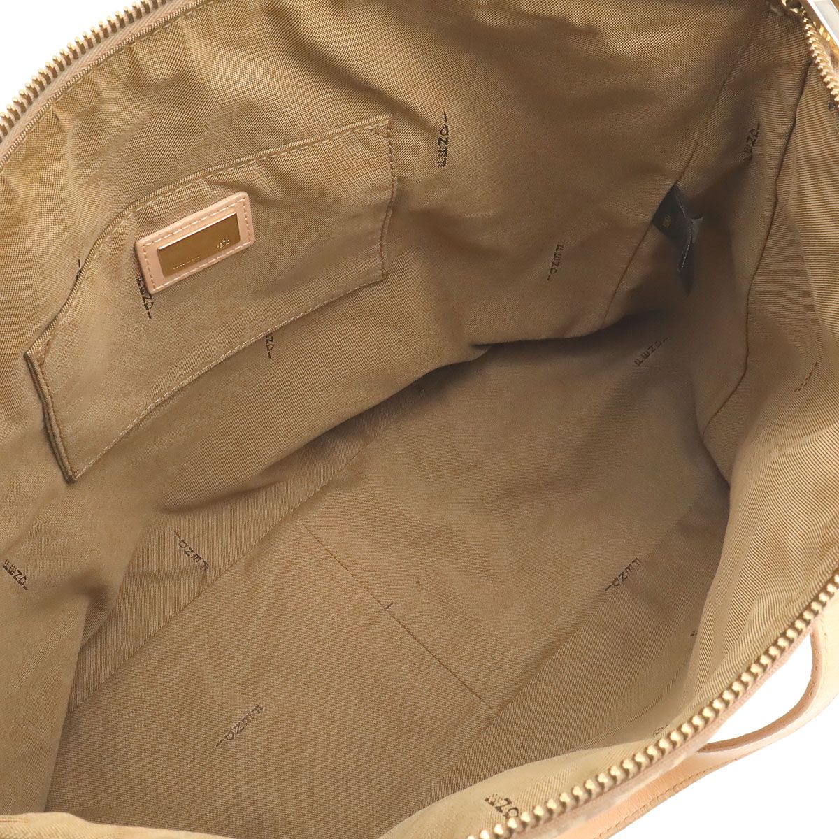 Fendi Zucchino Zucca Pattern Tote Bag Canvas Leather Pink Beige Gold — view 6