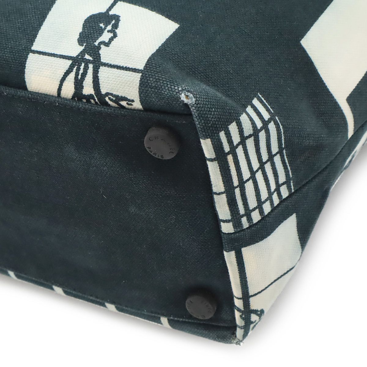 Chanel Windows Line Tote Large Shoulder Bag Canvas Black White — view 3