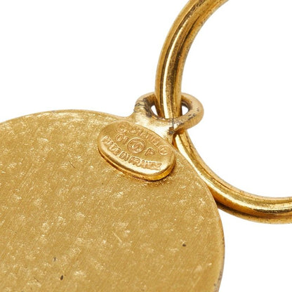 Chanel CC Logo Earrings Hoop Round Gold Black Plated — view 4