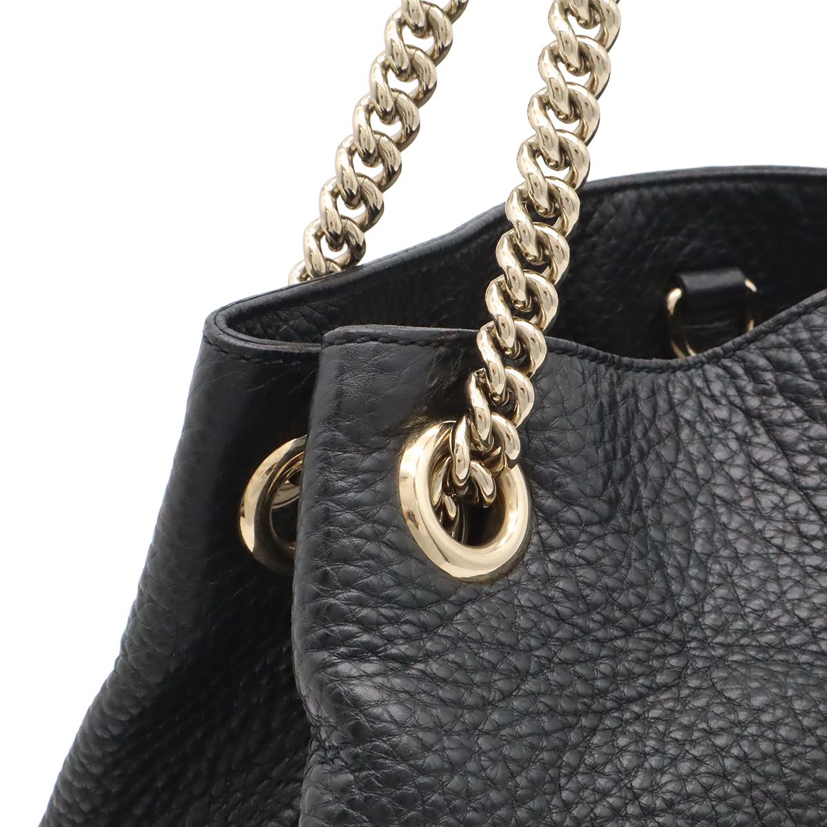 Gucci Soho Interlocking G Logo Chain Shoulder Bag Tote Tassel Charm Leather — view 7