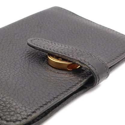 Hermes Dogon Key Case Coin Purse Card Leather Black Gold with Chain — view 6