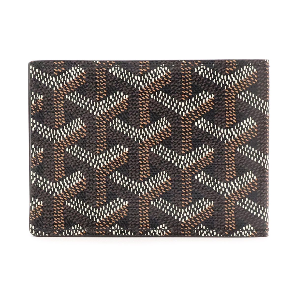 Goyard Insert Victoire Card Case Herringbone Pattern Leather Black Brown White