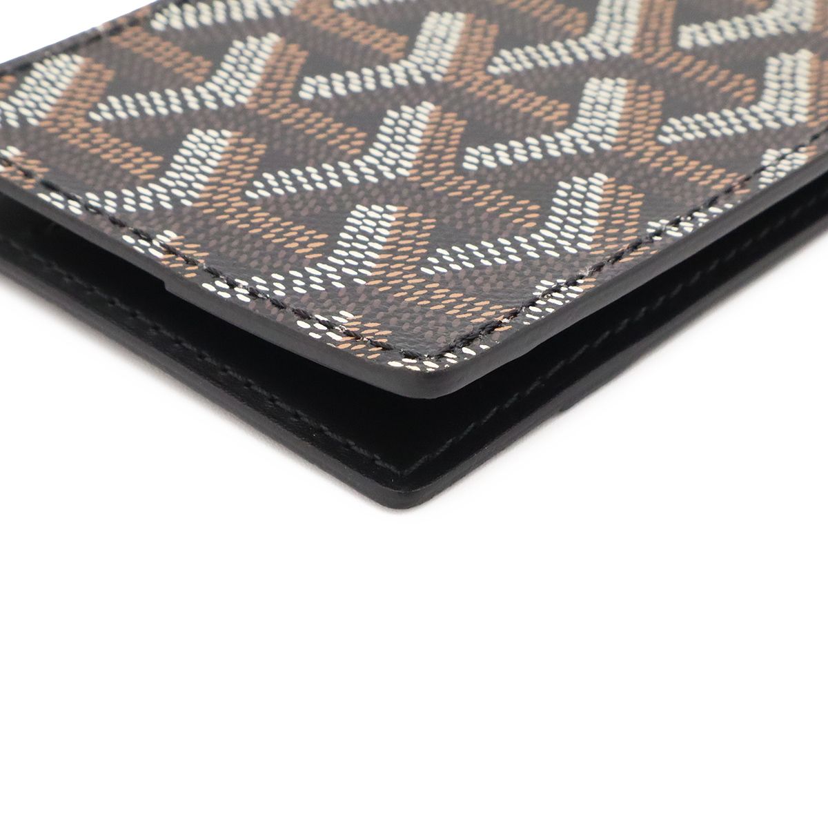 Goyard Insert Victoire Card Case Herringbone Pattern Leather Black Brown White — view 3