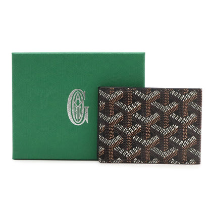 Goyard Insert Victoire Card Case Herringbone Pattern Leather Black Brown White — view 6