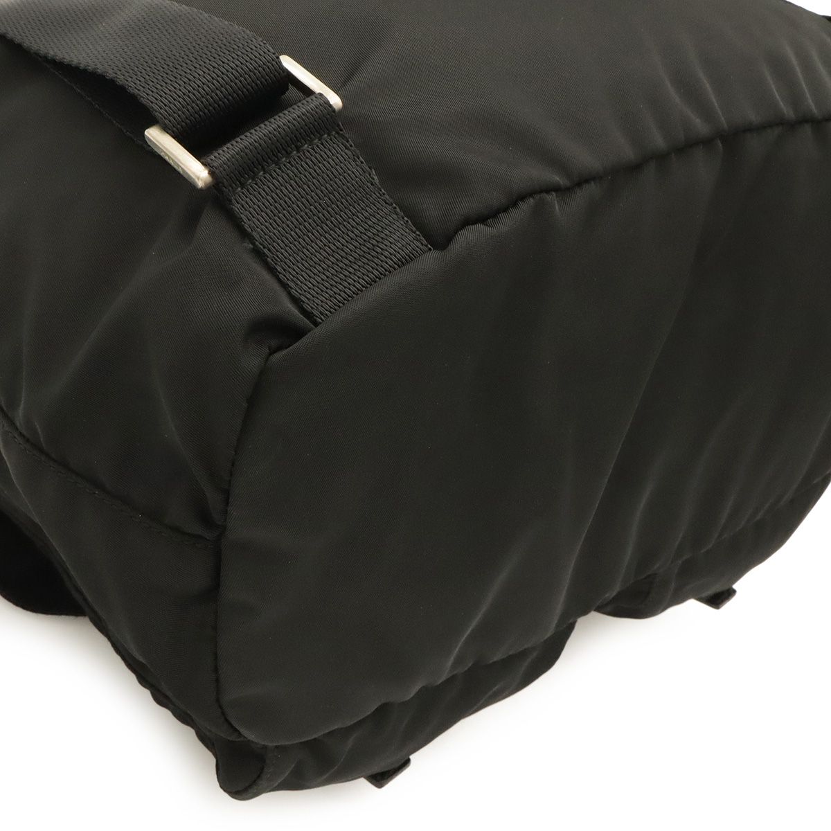 Prada Triangle Logo Backpack Nylon Leather Nero Black Silver — view 3