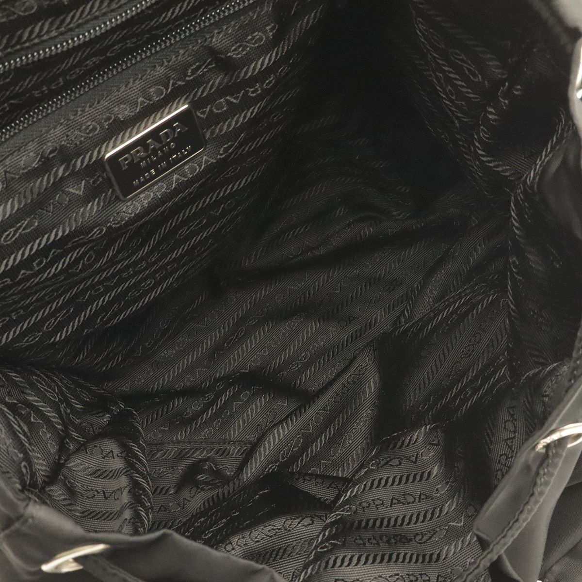 Prada Triangle Logo Backpack Nylon Leather Nero Black Silver — view 6