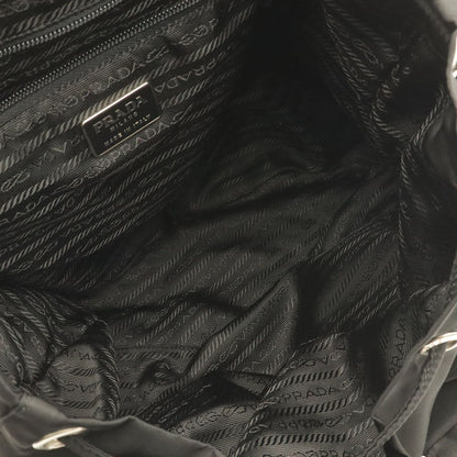 Prada Triangle Logo Backpack Nylon Leather Nero Black Silver — view 6