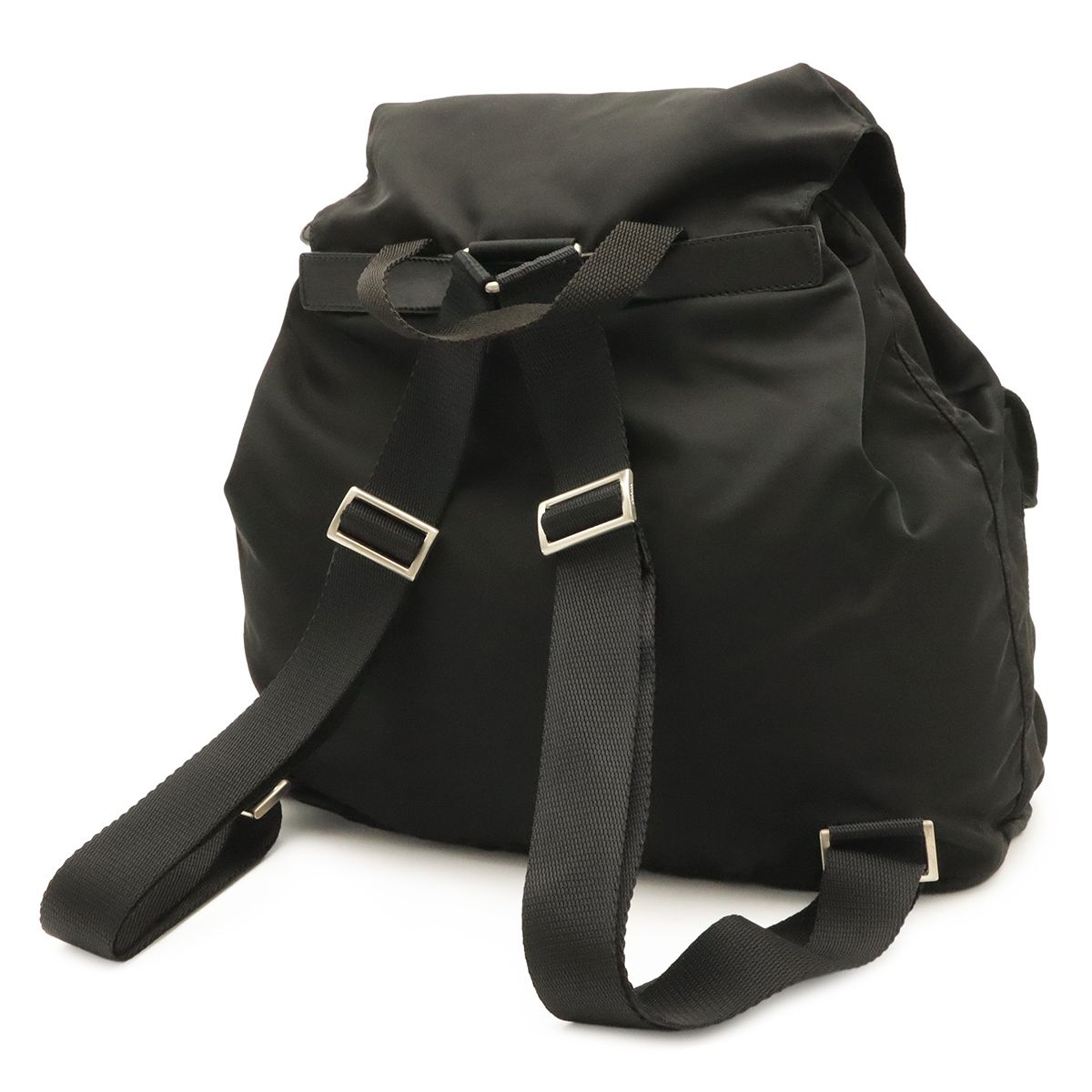Prada Triangle Logo Backpack Nylon Leather Nero Black Silver — view 2