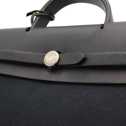 Hermes Herbag a Dos PM 2-Way Backpack Toile Officier Canvas Black — view 8