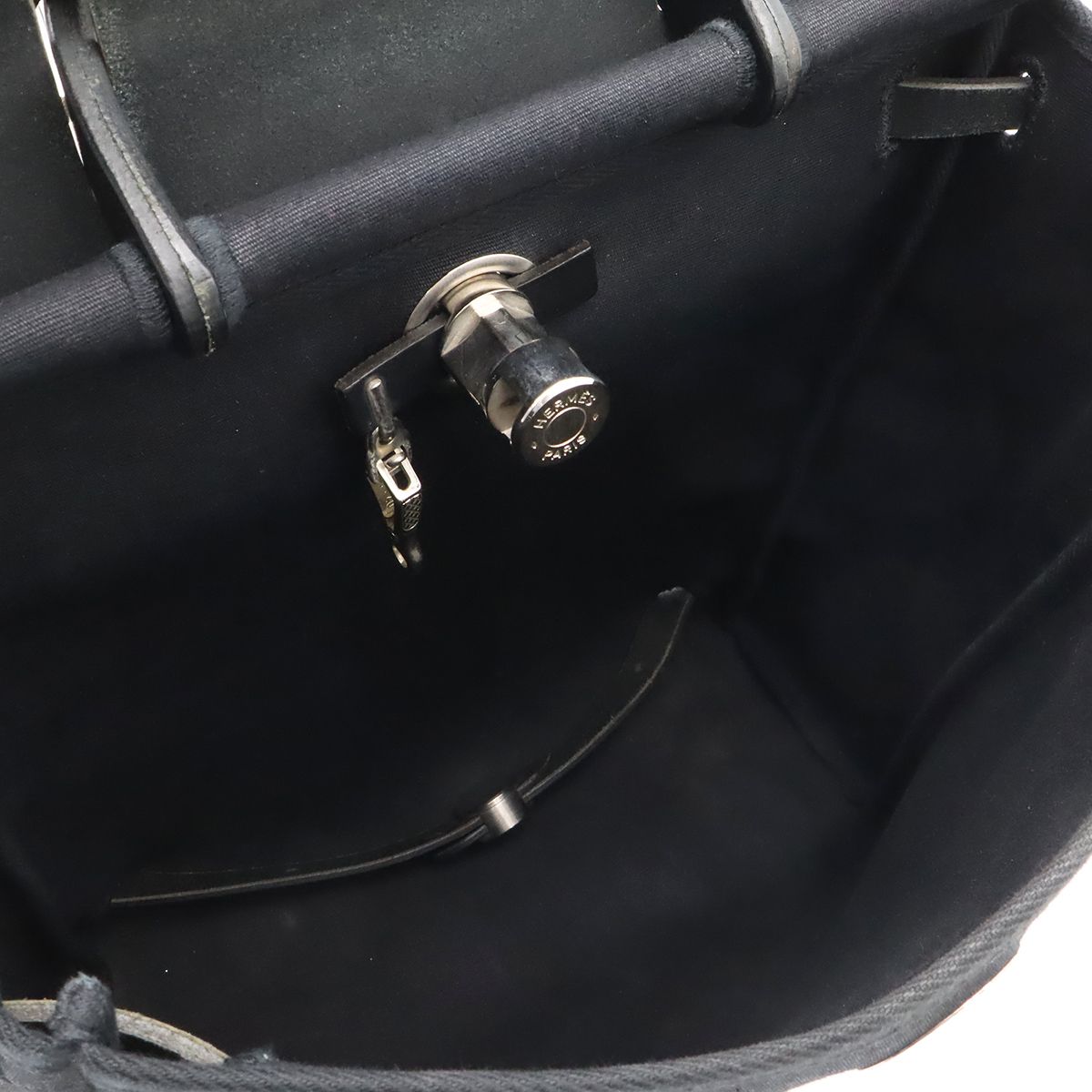 Hermes Herbag a Dos PM 2-Way Backpack Toile Officier Canvas Black — view 7
