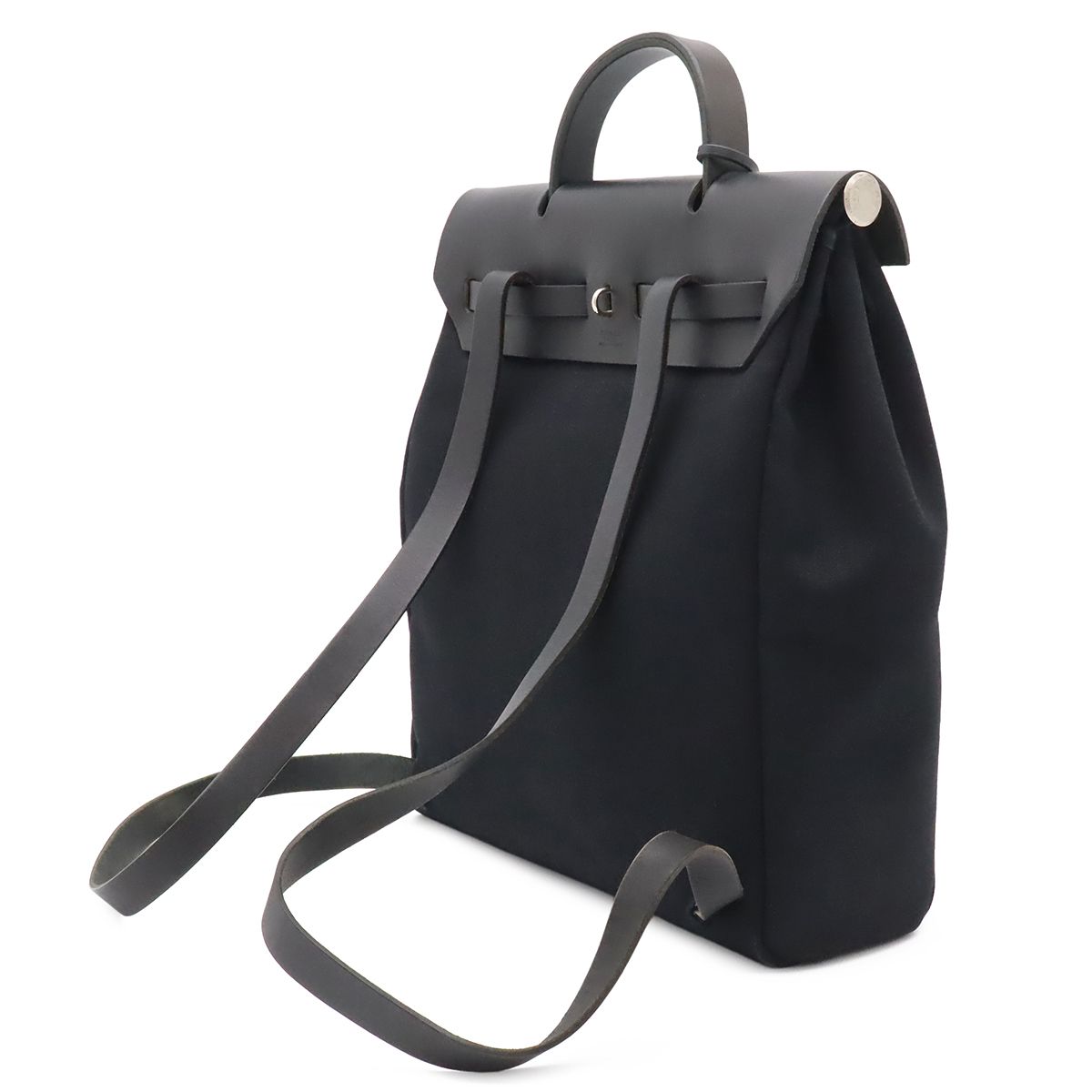 Hermes Herbag a Dos PM 2-Way Backpack Toile Officier Canvas Black — view 2