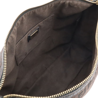 Fendi Zucchino Shoulder Bag Crossbody Canvas Leather Dark Brown Black Gold — view 7