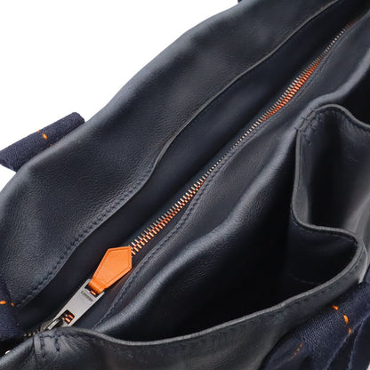Hermes Caravan Vertical MM Tote 2-Way Shoulder Bag Crossbody Leather Dark Navy — view 5