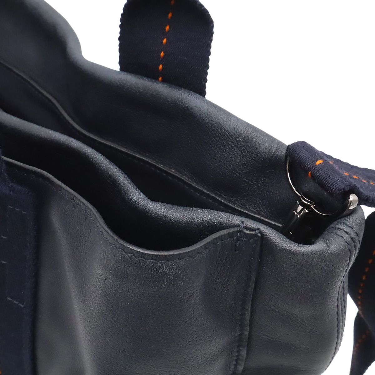 Hermes Caravan Vertical MM Tote 2-Way Shoulder Bag Crossbody Leather Dark Navy — view 7