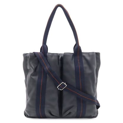 Hermes Caravan Vertical MM Tote 2-Way Shoulder Bag Crossbody Leather Dark Navy