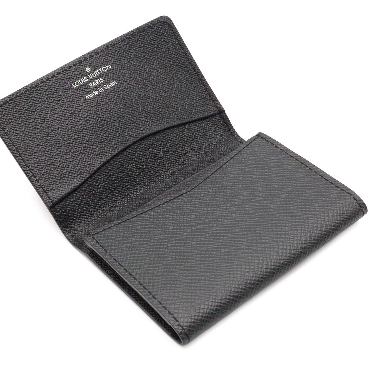 Louis Vuitton Taiga Envelope Business Card Holder Case Leather Ardoise Black — view 4