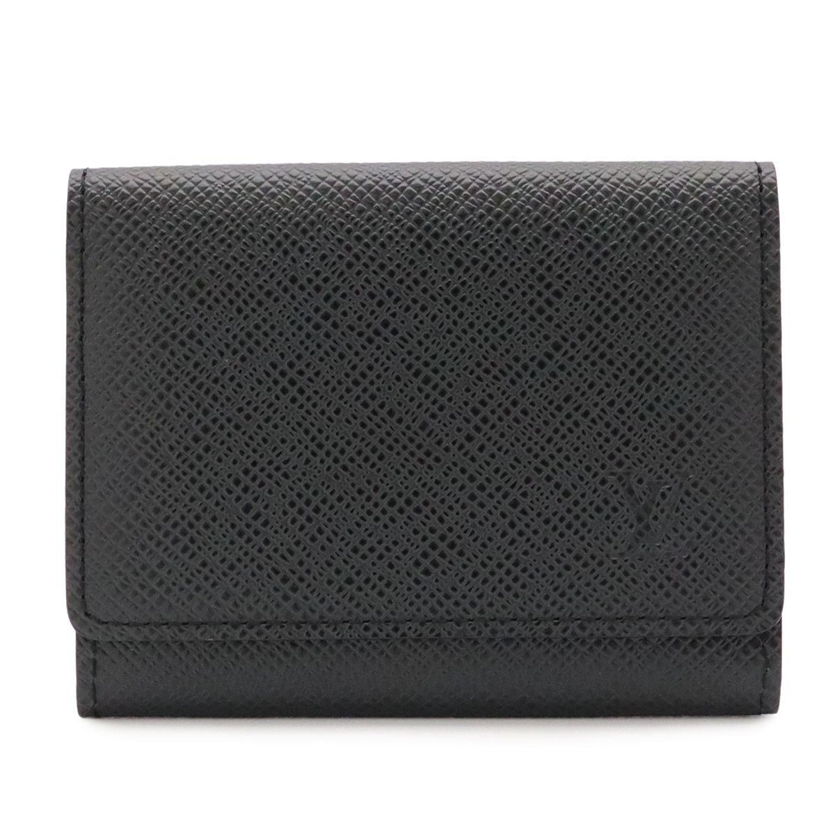 Louis Vuitton Taiga Envelope Business Card Holder Case Leather Ardoise Black