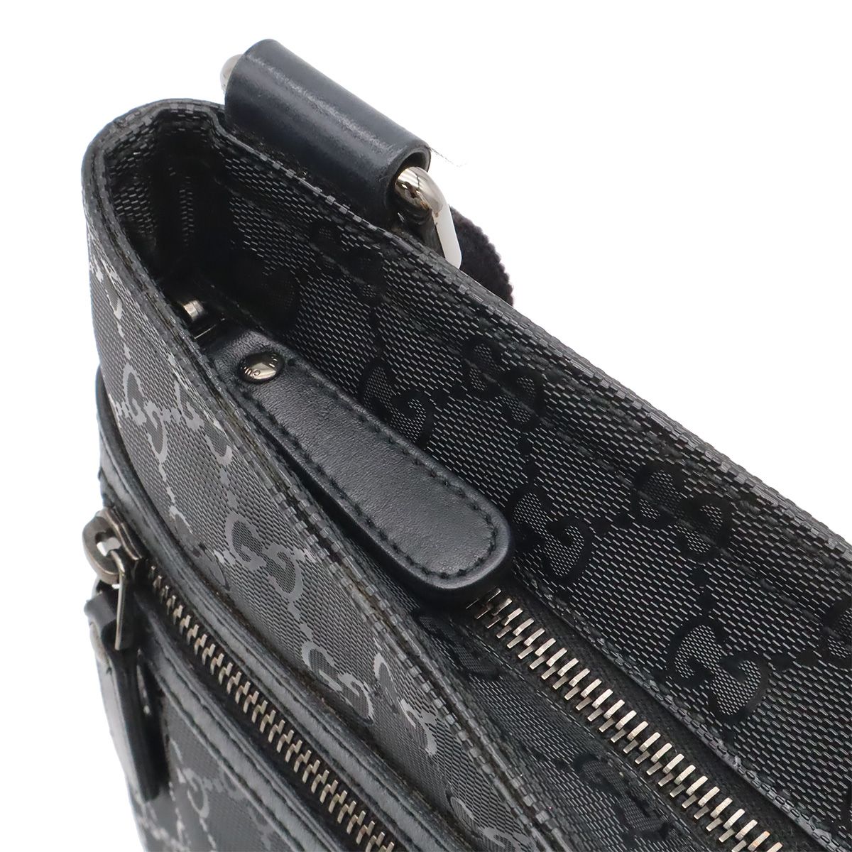 Gucci GG Supreme Shoulder Bag Crossbody Leather Black Silver — view 7