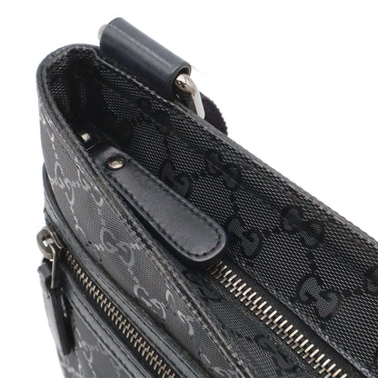 Gucci GG Supreme Shoulder Bag Crossbody Leather Black Silver — view 7